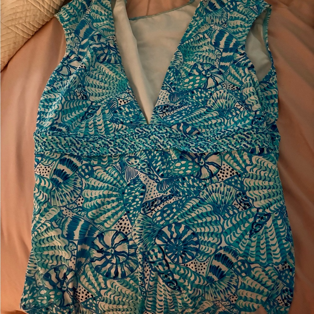 Lilly Pulitzer Blue and White One Piece Swimsuit
